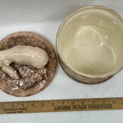 Ceramic Pig Piggy Mom & Baby - Large Round Trinket Box