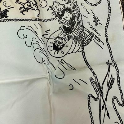 Yellowstone Park Vintage Souvenir Scarf Buffalo Bear Cowboys Western Art 30" square