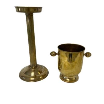 Vintage Brass Champagne Bucket with Pedestal