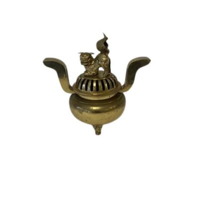 Vintage Brass Foo Dog Incense Burner