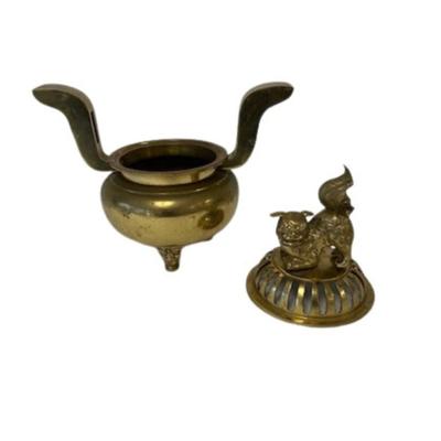 Vintage Brass Foo Dog Incense Burner