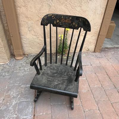 Antique Tole painted childs rocker