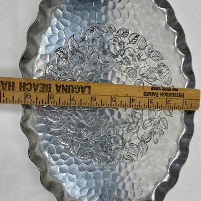World Hand Forged Hammered Aluminum Oval Platter with Handles