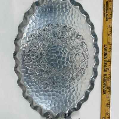 World Hand Forged Hammered Aluminum Oval Platter with Handles