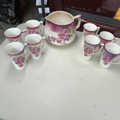 Antique Dresden Pitcher & tumbler set