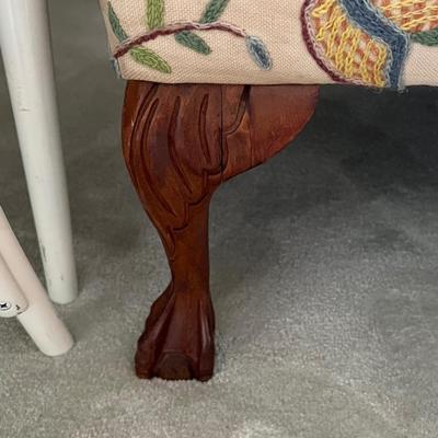 Mahogany Stitched Floral Upholstered Wingback Chair ~ *Read Details