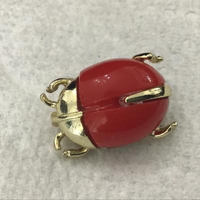Vintage Sarah Coventry Red & Gold Tone Ladybug Brooch Insect Pin