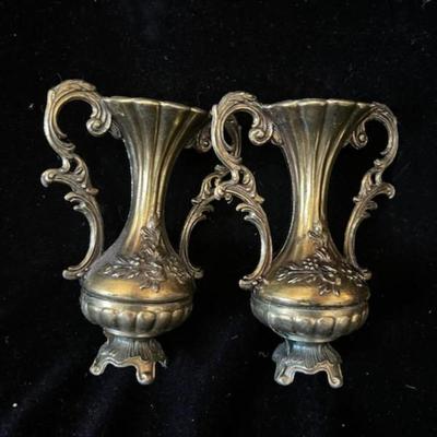 UNIQUE BRASS PURSE, 2 VASES, NECKLACE, HAND MIRROR AND TIARA