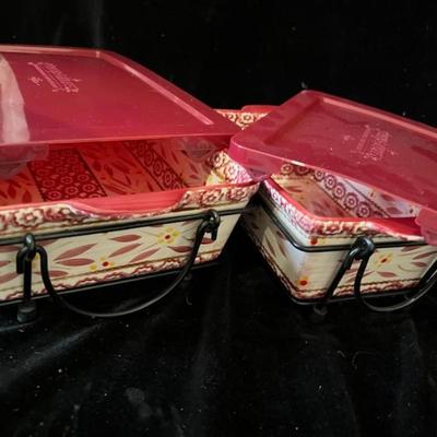 2 TEMP-TATIONS BAKING DISHES W/LIDS