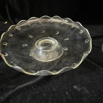 PRINCESS HOUSE CRYSTAL ETCHED CAKE PLATE W/LID