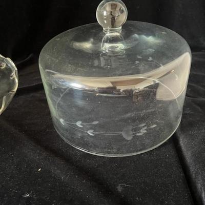 PRINCESS HOUSE CRYSTAL ETCHED CAKE PLATE W/LID