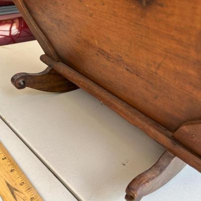 Antique Primitive Doll cradle & baby shoes