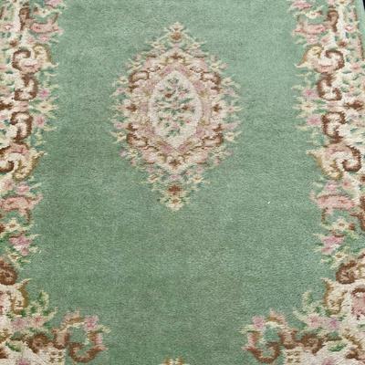3’ x 5’ Green and Tan Floral 100% Wool Floor Rug from India