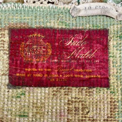 3’ x 5’ Green and Tan Floral 100% Wool Floor Rug from India