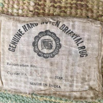 3’ x 5’ Green and Tan Floral 100% Wool Floor Rug from India