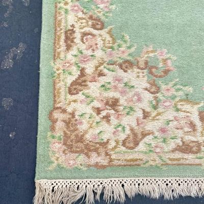3’ x 5’ Green and Tan Floral 100% Wool Floor Rug from India
