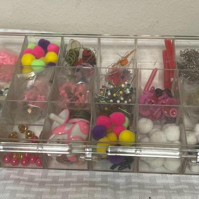 Storage box with craft supplies