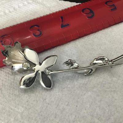Vintage Teal Flower Enamel Brooch Pin. Large