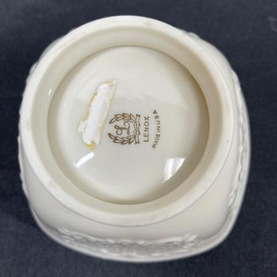 Vintage Lenox CANTERBURY Square Bowl Pedestal Ivory & Gold