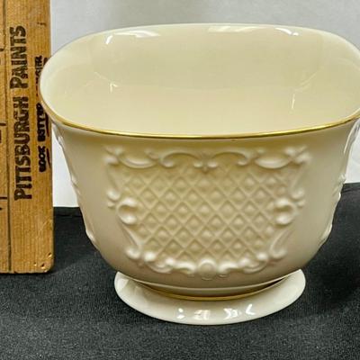 Vintage Lenox CANTERBURY Square Bowl Pedestal Ivory & Gold