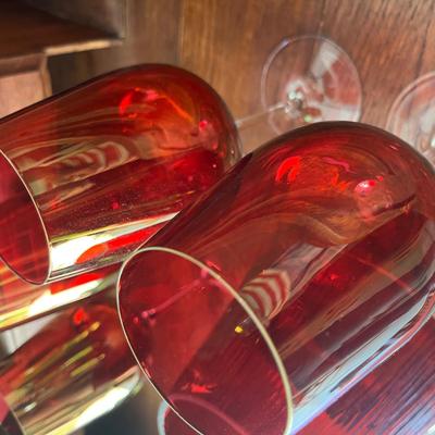 Cranberry flashed wine glasses
