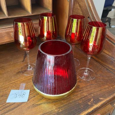 Cranberry flashed wine glasses