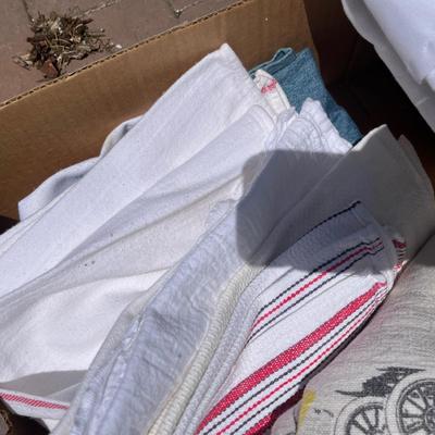 Box of kitchen linens
