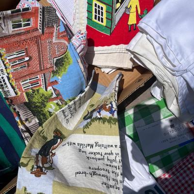 Box of kitchen linens