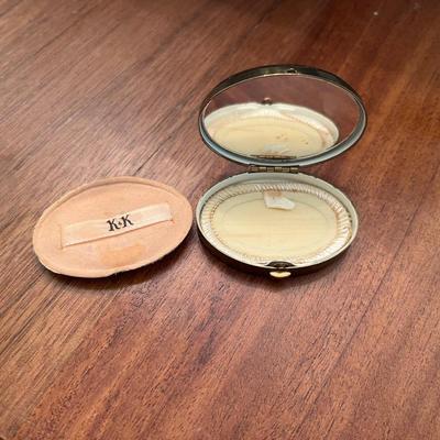 Vintage Kotler & Kopit K&K Brown and Gold Tone Powder Compact