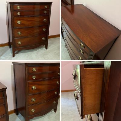 DIXIE ~ Pair (2) Mahogany Mirrored Dresser & Chest