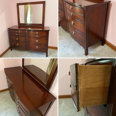 DIXIE ~ Pair (2) Mahogany Mirrored Dresser & Chest