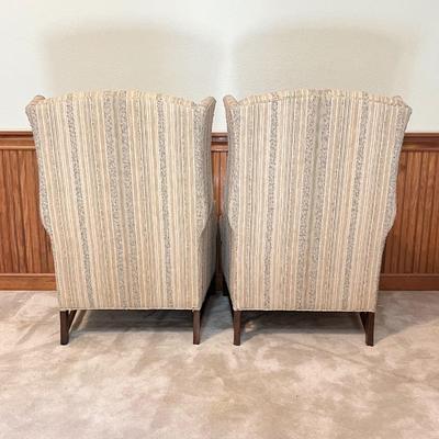 Pair (2) ~ Wing Back Upholstered Chairs