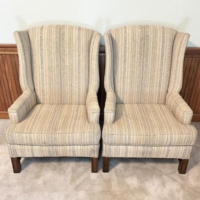 Pair (2) ~ Wing Back Upholstered Chairs