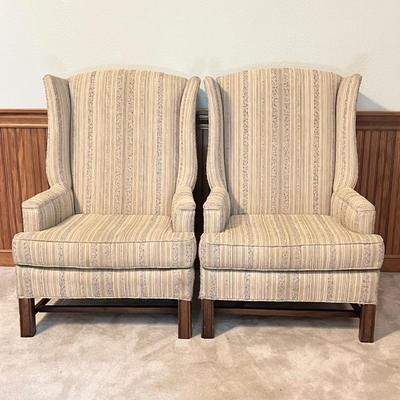Pair (2) ~ Wing Back Upholstered Chairs