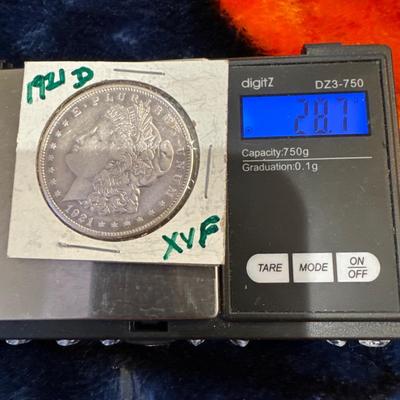 1921 D MORGAN U S COIN 1$ XVF