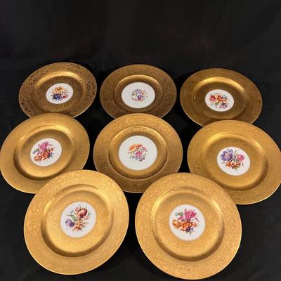 Hutschenreuther Czech Plates, Crown Ducal England China, and Gold Rim Glasses (LR-DZ)