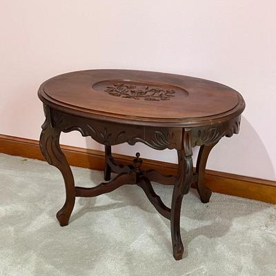 Solid Mahogany Floral Side Table ~ *Read Details