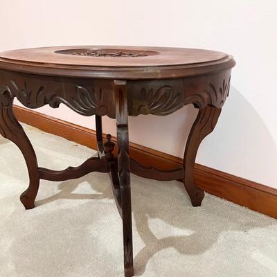 Solid Mahogany Floral Side Table ~ *Read Details