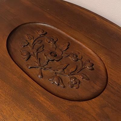 Solid Mahogany Floral Side Table ~ *Read Details