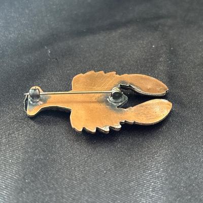 Gold tone bronze colored lobster pin