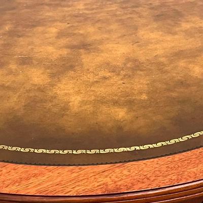 Mahogany Drum Table With Leather Top