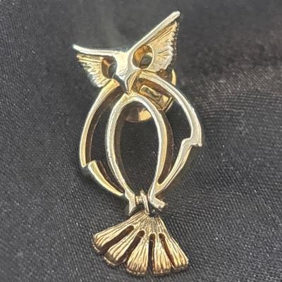 Gold tone and silver tone owl pin