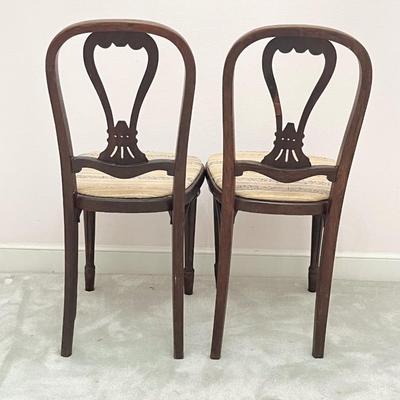 Pair (2) ~ Vtg. Solid Wood Accent Chairs