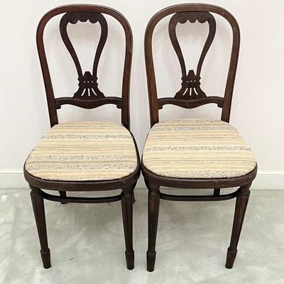 Pair (2) ~ Vtg. Solid Wood Accent Chairs