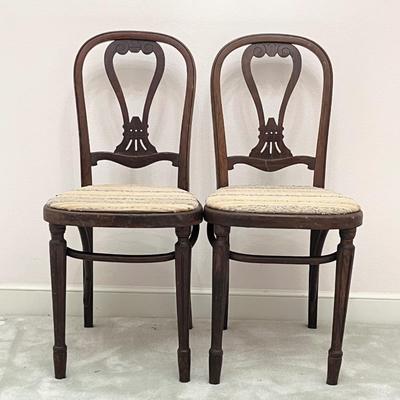 Pair (2) ~ Vtg. Solid Wood Accent Chairs