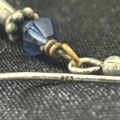 925 glass blue beaded silver earrings