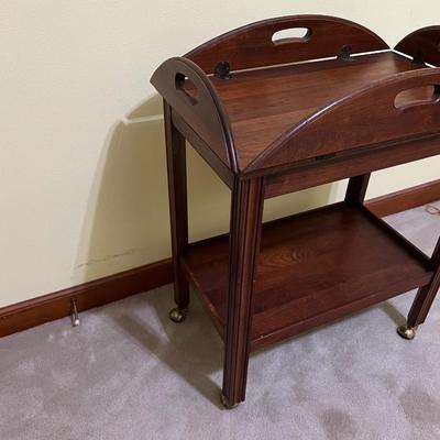 Solid Wood Mahogany Rolling Tea Cart