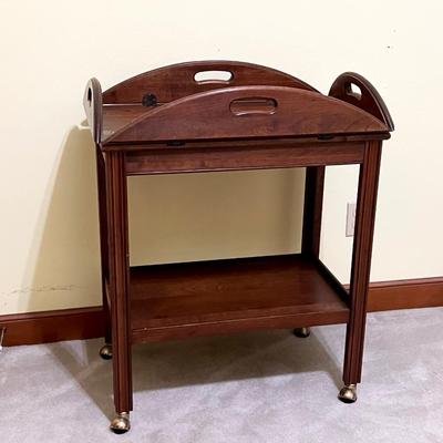 Solid Wood Mahogany Rolling Tea Cart