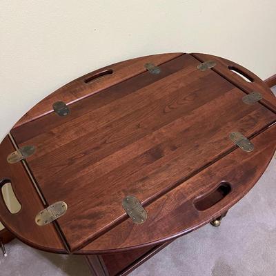 Solid Wood Mahogany Rolling Tea Cart