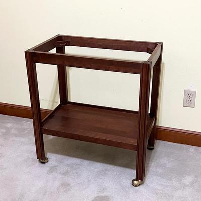 Solid Wood Mahogany Rolling Tea Cart